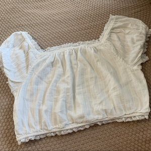 Cute White Puff Sleeve Crop Top